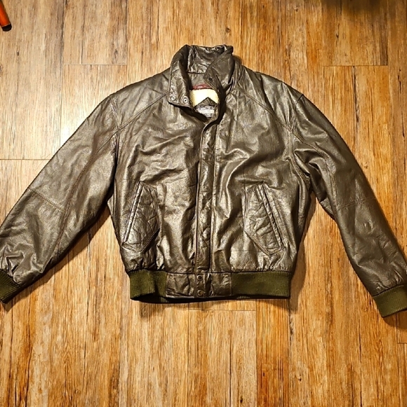 Members Only Other - Men's Members Only Black Leather Sherpa Lined Jacket W Removable Lining Sz 40